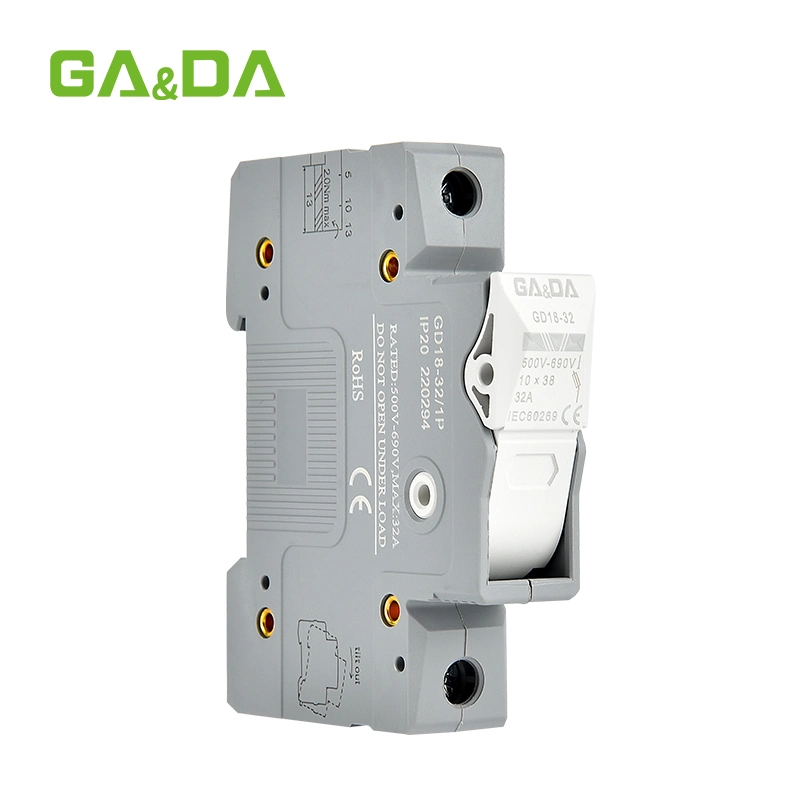 Gada Fuse Holder 10X38mm AC Base Gd18 RO15 Ceramic DIN Rail Moun 500V Fuse