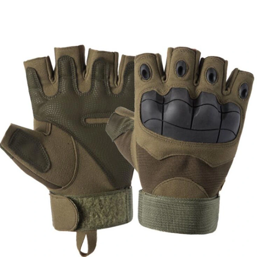 Tactical Combat Fingerless Rubber Hard Knuckle Motorcycle Gloves