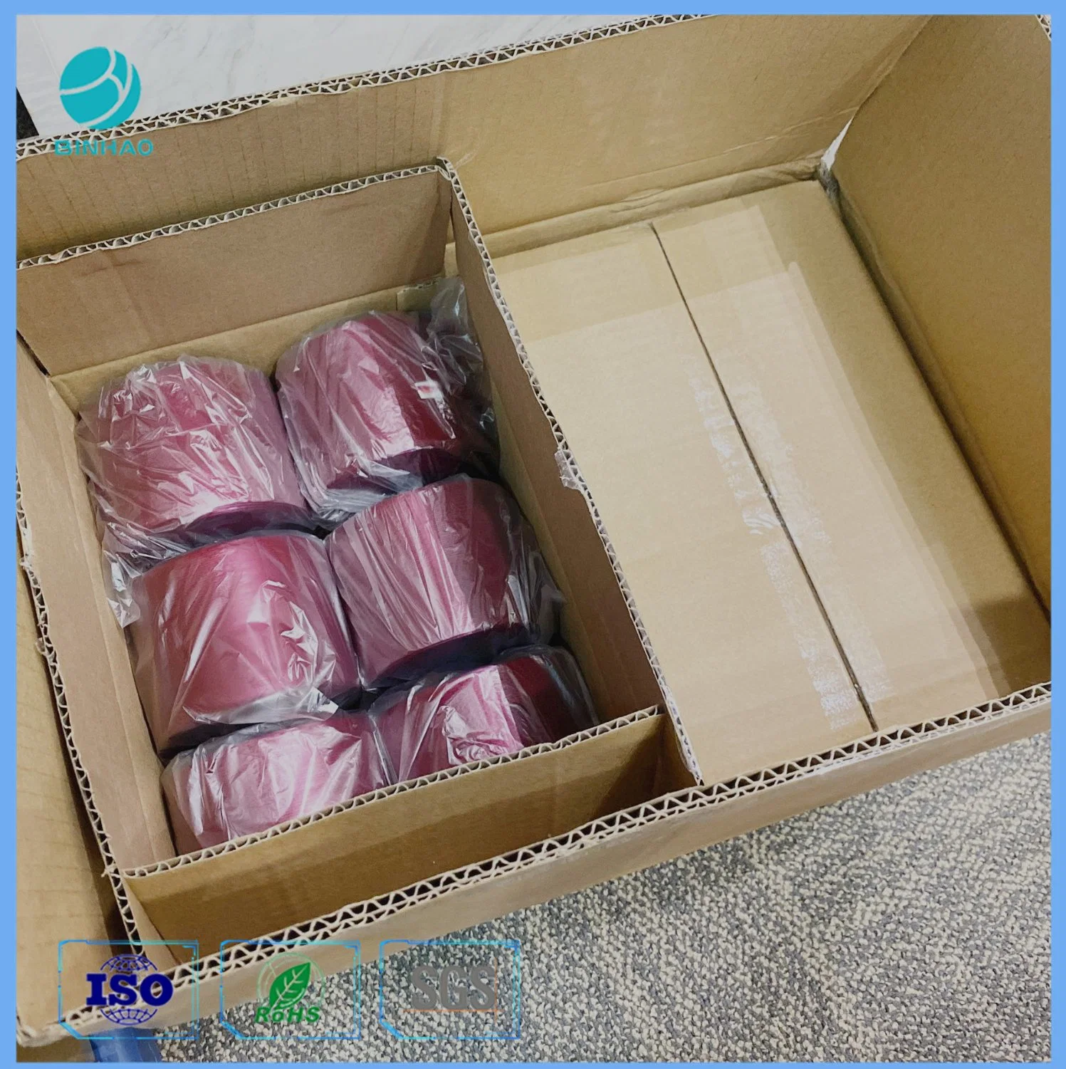 5000m Red Golden BOPP Material Tear Ribbon with Strong Uniform Adhesive