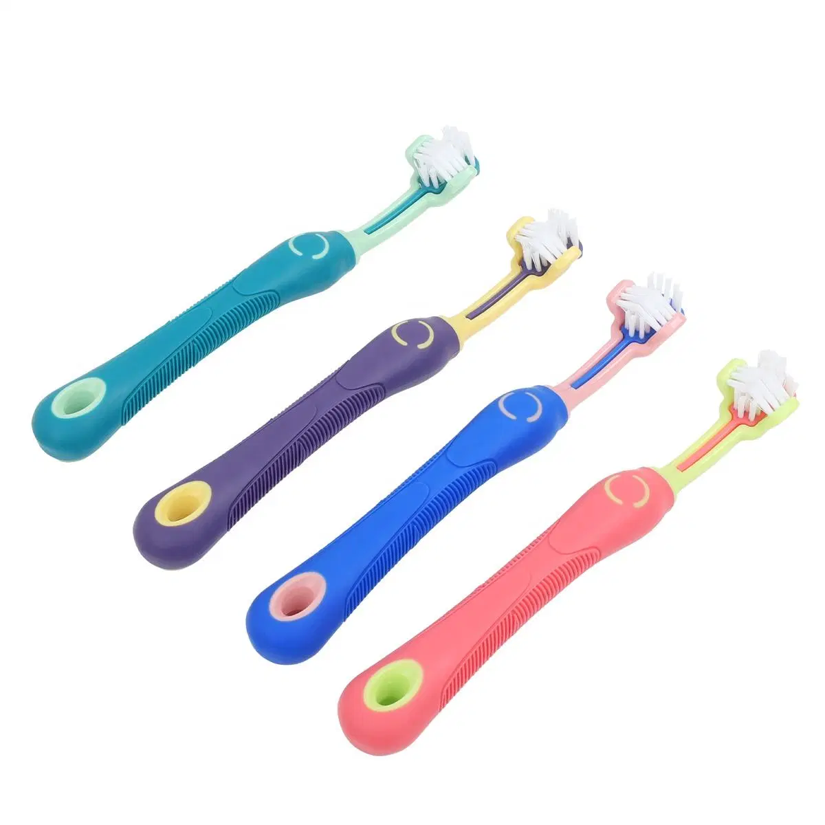 Nouveau Design Trois Têtes Brosse à Dents Souple pour le Soin Dentaire des Animaux de Compagnie