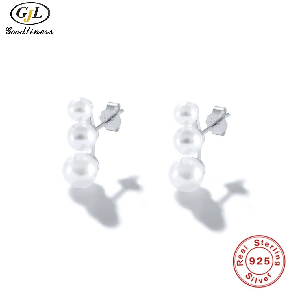 S925 Boucles d'oreilles en perles simples et élégantes Bijoux de mode.