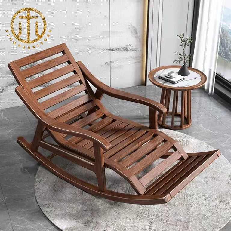 New Chinese Lazy Living Room Furniture Solid Wood Rocking Chair