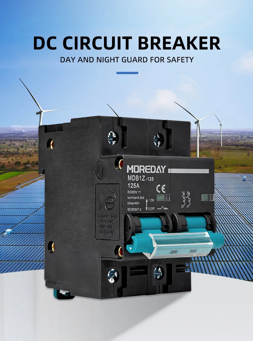 Factory Price DC Circuit Breaker Solar System MCB DC 2p 125A Renewable Energy Circuit Breaker