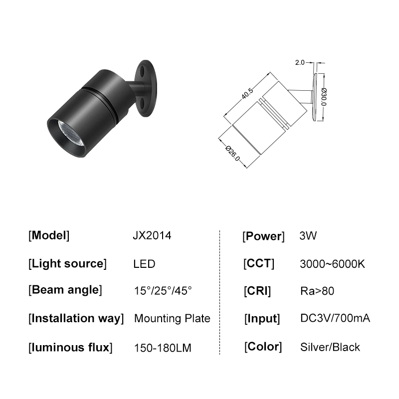 Gisih Jx2014 Hot Sale 360d Rotating 1W Mili Display Case LED Spotlight Jewelry and Watch Museum Lighting Fixtures