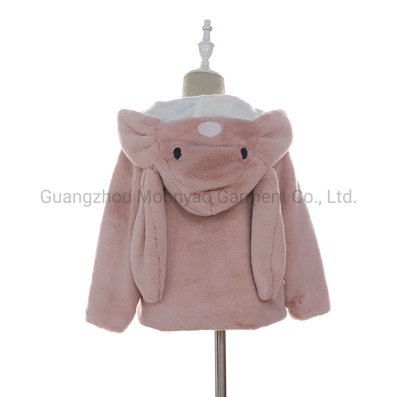 Winter Cute Baby Girl Soft Faux Fur Bunny Costume Hooded Winter Warm Jacket