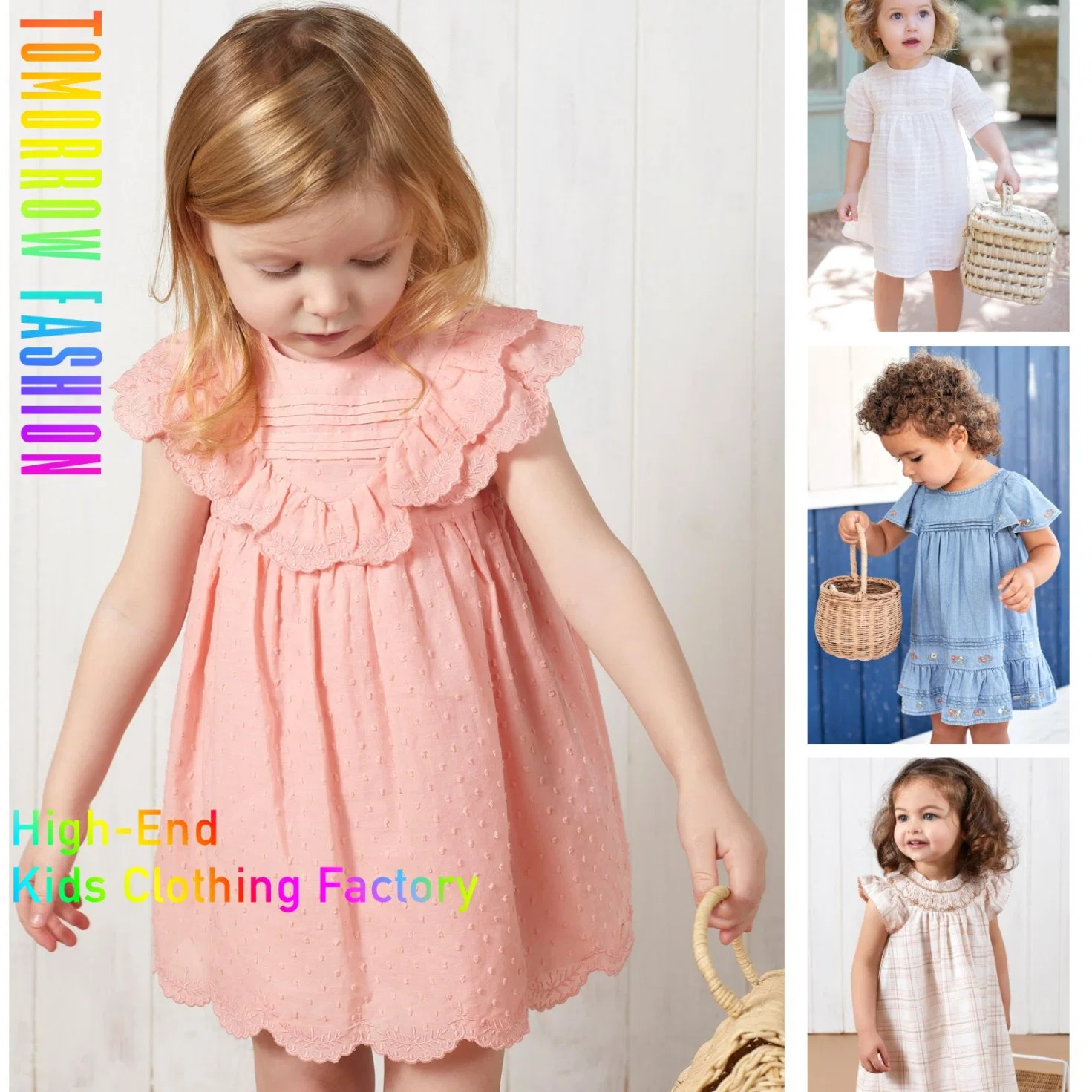Los niños al por mayor desgaste de las niñas de la confección de ropa de verano para niños juegos de diseñadora de moda para niños Flor Floral ropa de bebé ropa niñas vestidos