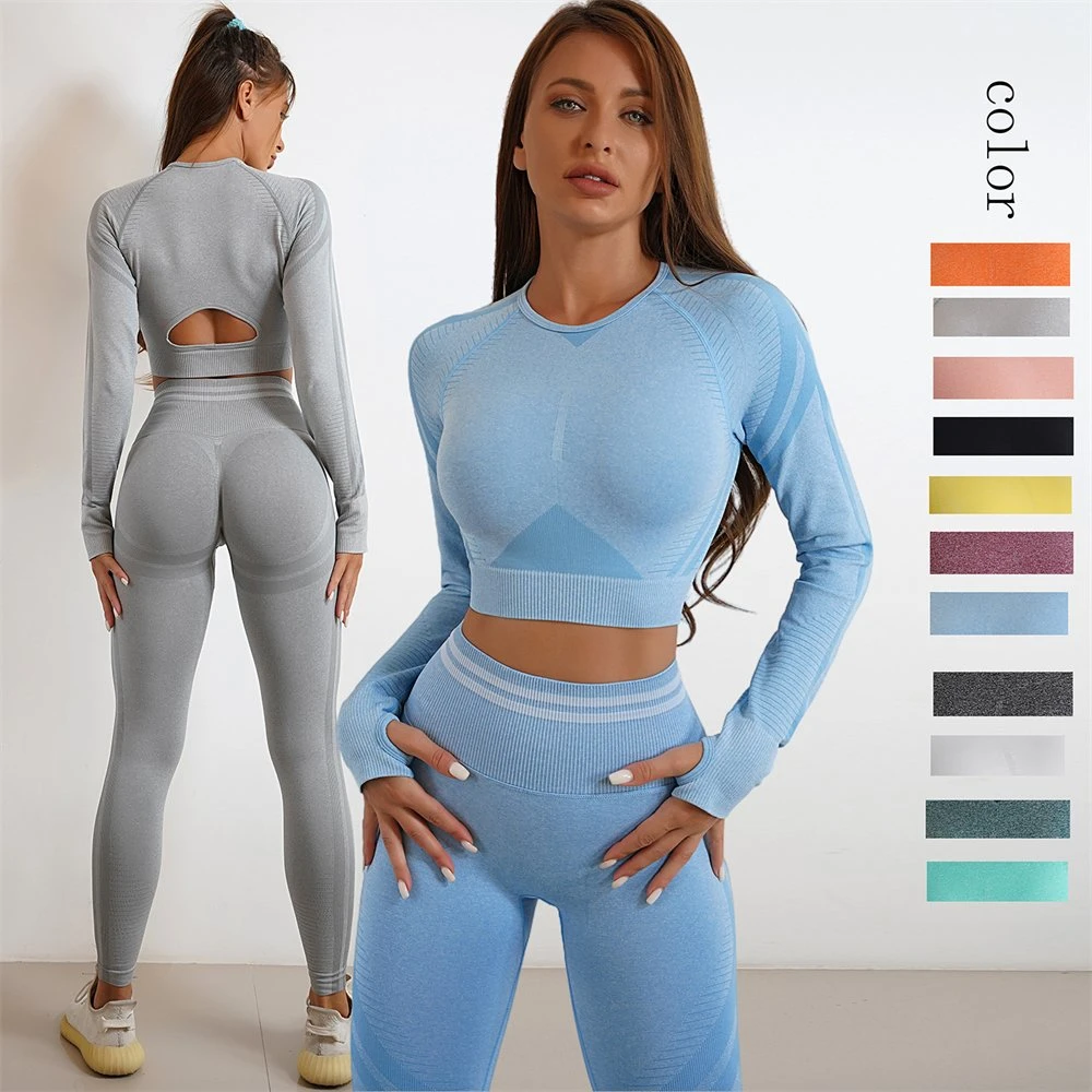 Wholesale Fashion Scrunch Butt Lift Leggings Seamless Gym Yoga Suit Set for Women Workout Fitness Wear