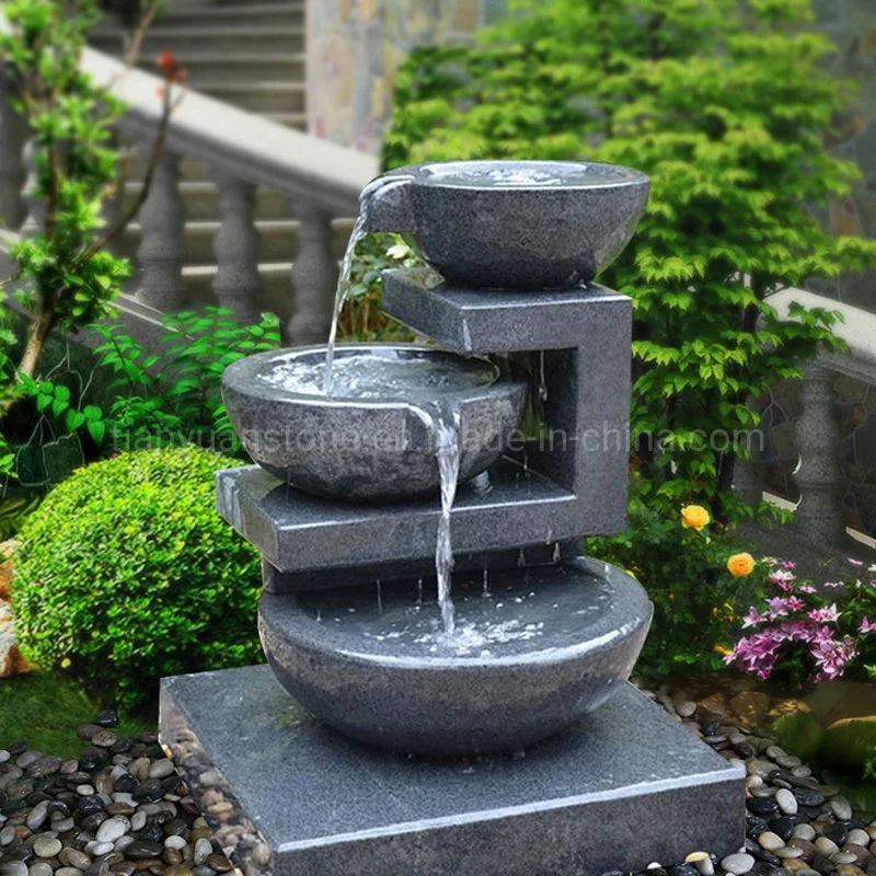 Natural Granite Black Stone Ball Water Garden Fountain Outdoor for Home Yard Landscape Decor