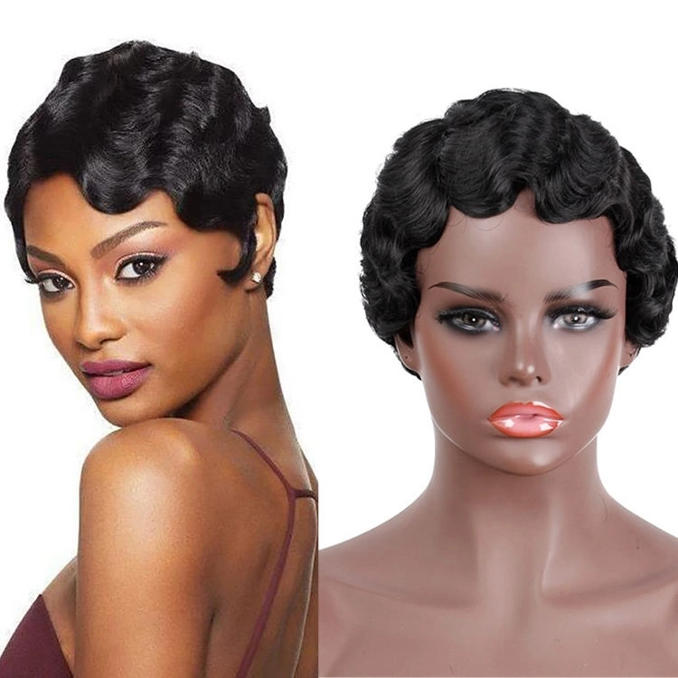 Short Finger Wave Cheap Synthetic No Lace Wig Hair Pixie Cut