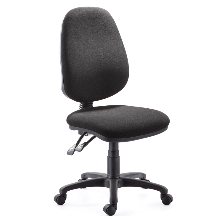 Tissu réglable noir rembourré pivotant sans accoudoir chaise de bureau sans accoudoir
