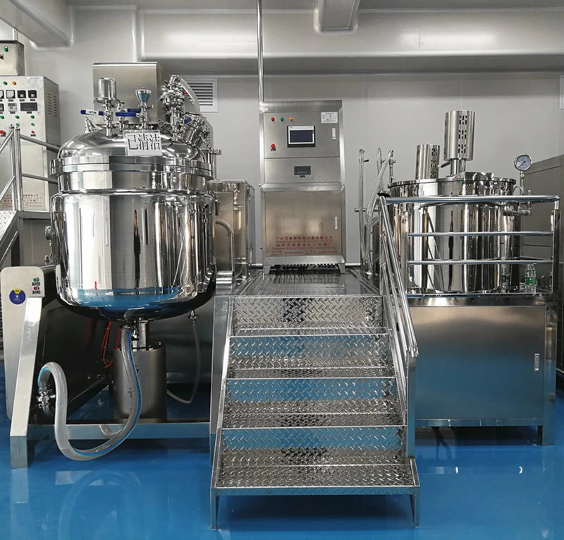 Food Grade Stainless Steel Trolley Vacuum Emulsion Tank Mixer Chemical Liquid Emulsifier Mixing Tank with Removable Wheels