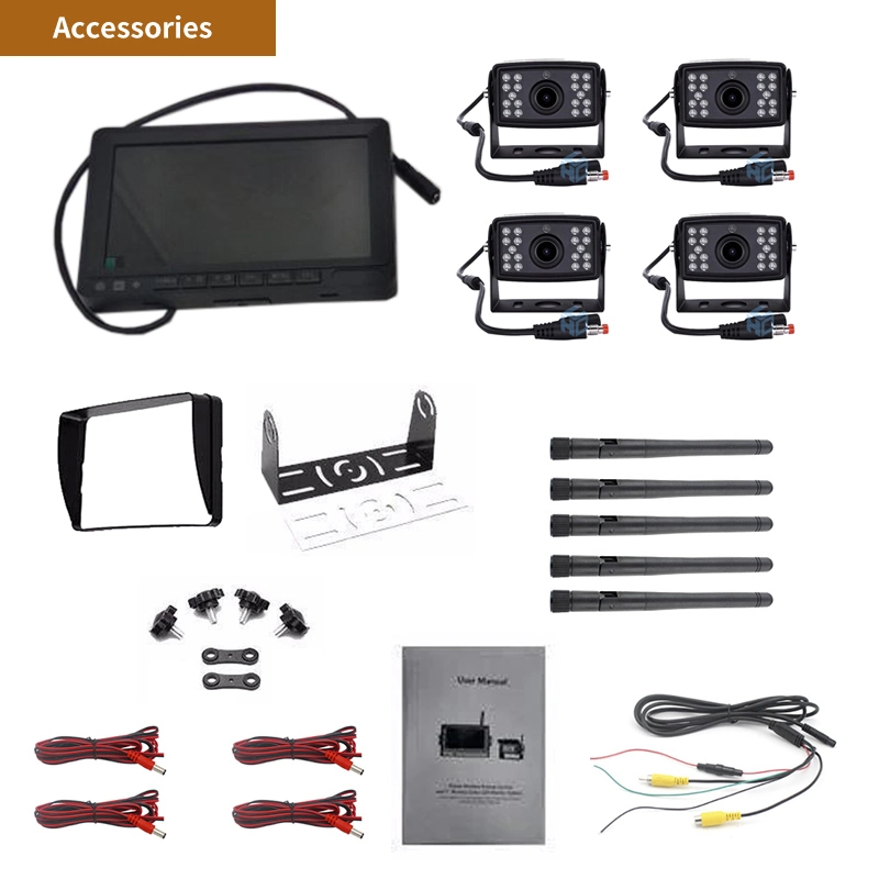 4 CH Quad Split Monitor Car Display Video Recorder Reverse Rearview Camera for Truck Vehicle
