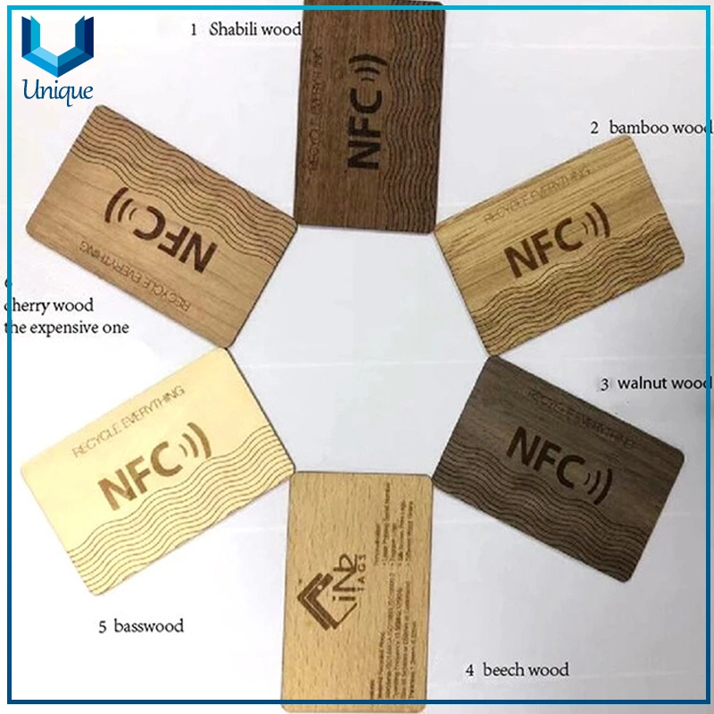 نموذج مجاني شعار طباعة NFC الصديق للبيئة فندق مفتاح RFID اسم العمل بطاقة خشب الخيزران المخصصة