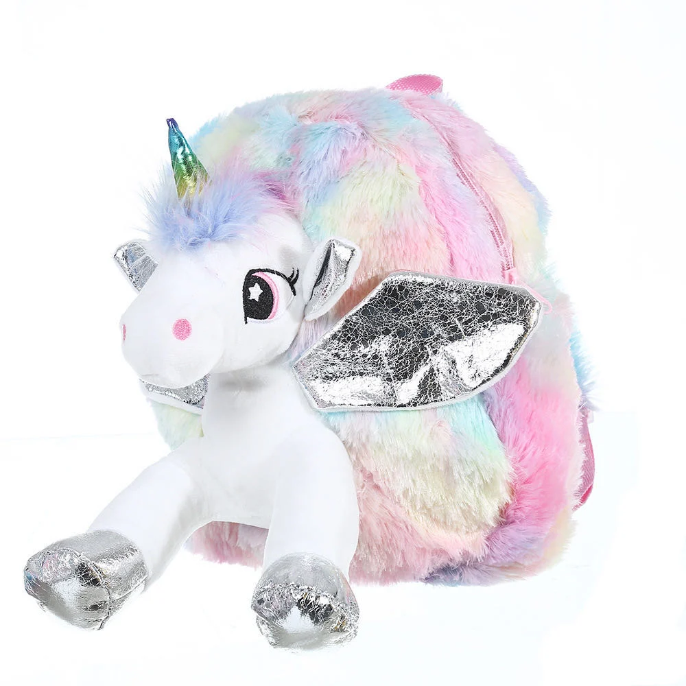 Unicorn Unicorn Plush Backpack Children's Cute Cartoon Plush School Bag Girl Travel Leisure Backpack