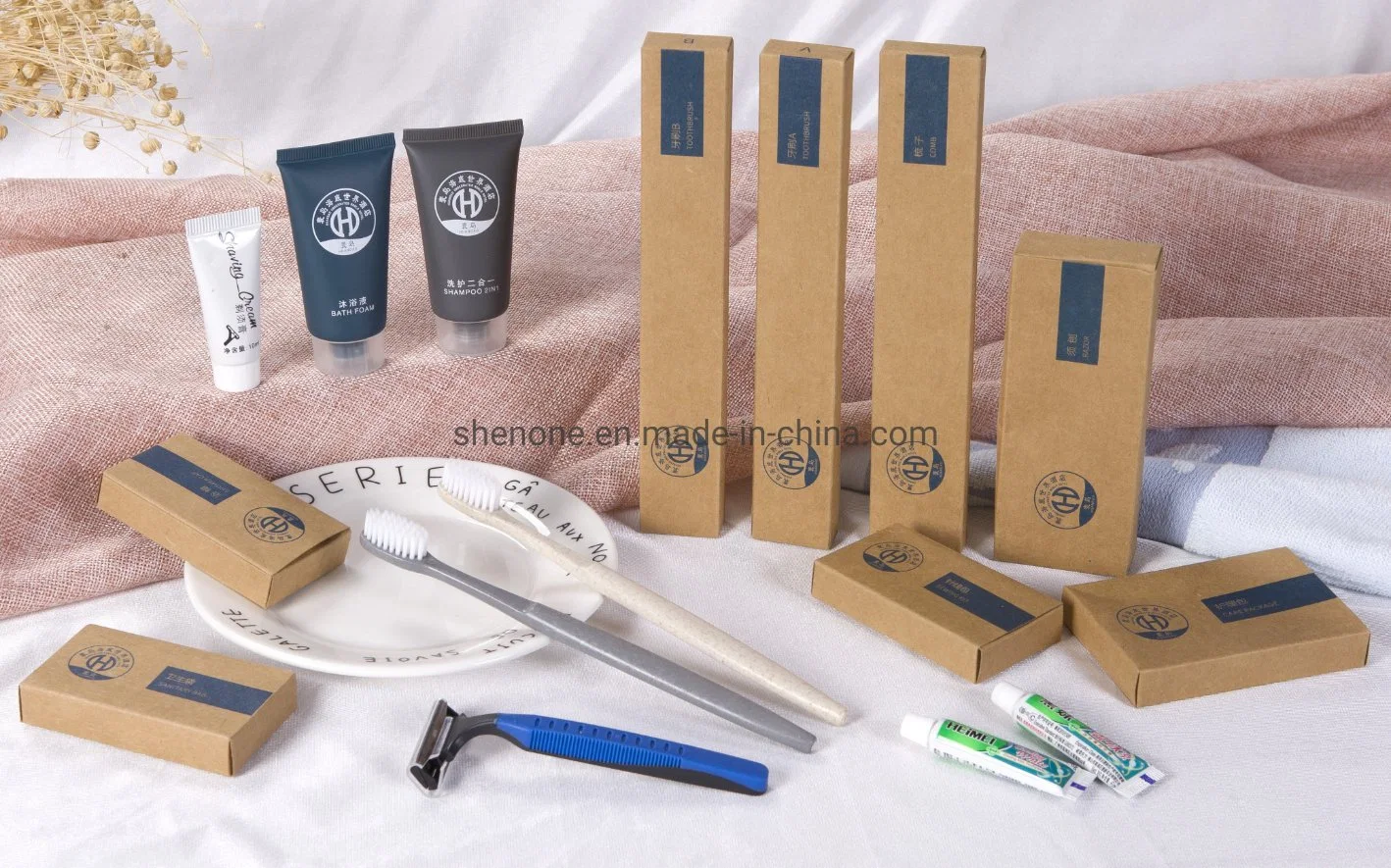 Shenone Professional Cheap Luxury Bathroom Kit Guest Hotel Amenities Supplier