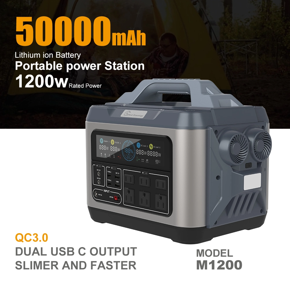 110V 220V Camping Solar Power Generator 1200W Gas Free Backup Camping Generator for Outdoor and Rvs