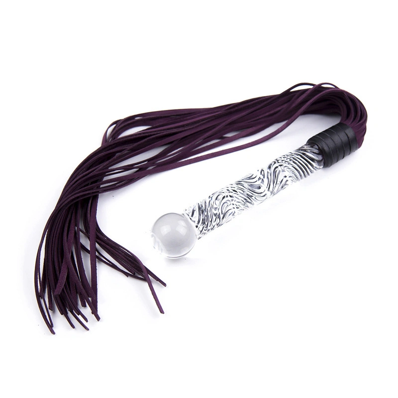 Bdsm Leather Loose Whip Bondage with Crystal Glass Dildo Sex Toys for Adult Fetish Spanking Paddle