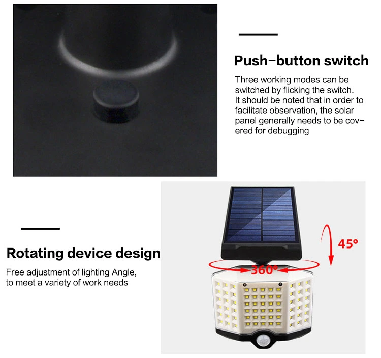 Brightenlux 3 modos de trabajo humano Pnels solares de silicio policristalino de detección de infrarrojos Walllight