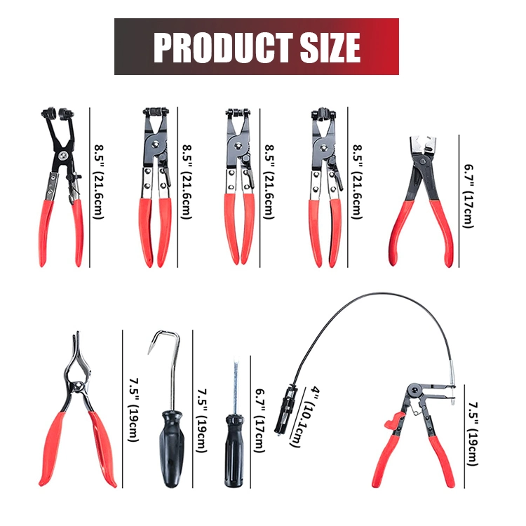 Conjunto de alicates de aperto de mangueira de longo alcance com fio 9PCS mais vendido