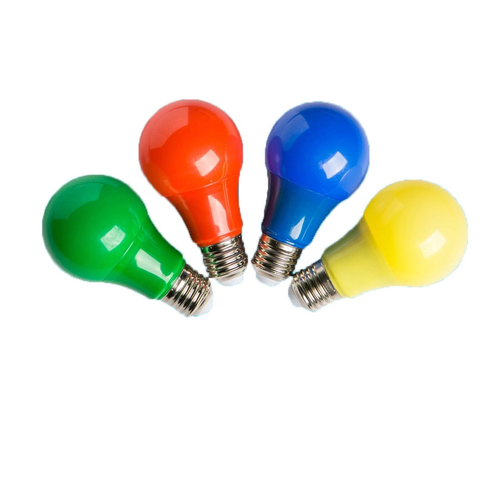 110-220V Standard A60 Green Blue Yellow Red Colour Decoration Light Bulb Color Bulb Light Wedding LED Bulb Household Universal Screw Port Party Festival Lamp