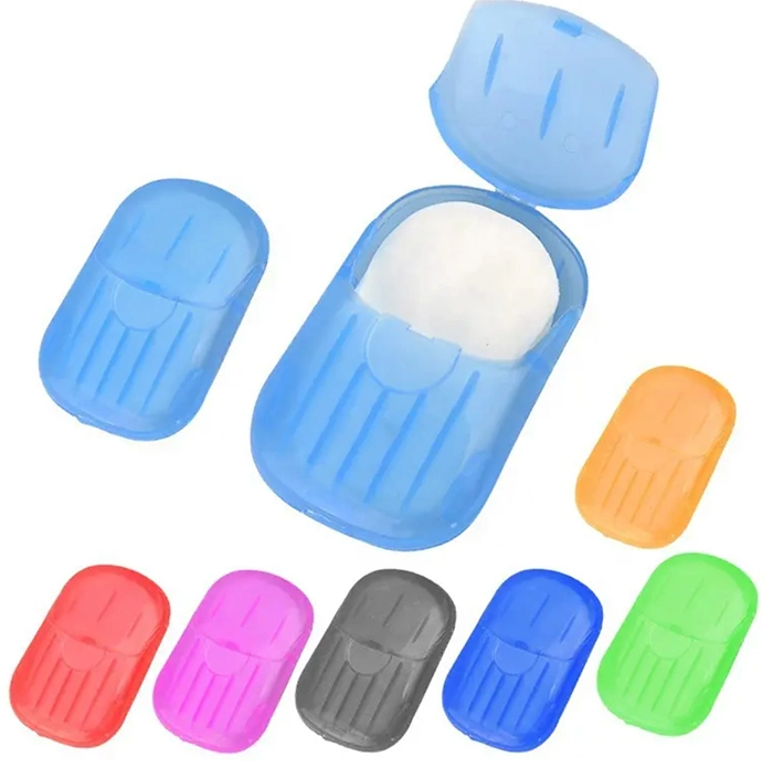 50PCS Disposable Mini Travel Soap Paper Washing Hand Bathroom Cleaning Portable Boxed Foaming Scented Sheets 3 Color