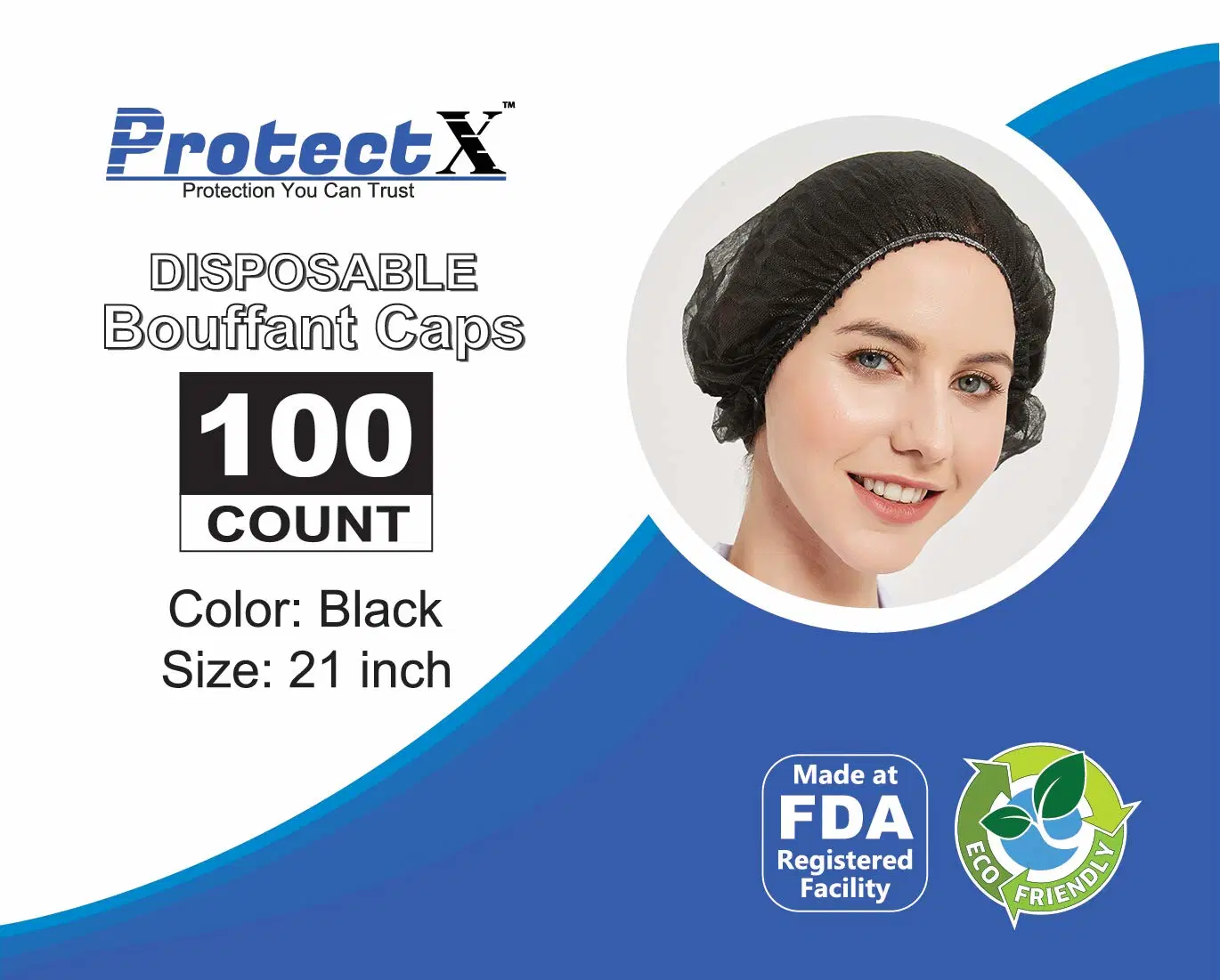 Disposable Hair Nets, Elastic Head Cover, Bouffant Caps, Sanitation Head Cover for Food Service, SPA Men & Women