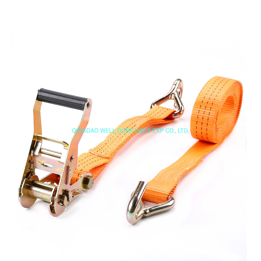 1.5inch 38mm 3t 3000kg Plastic Handle Ratchet Tie Down Cargo Lashing Strap with Double J Hook