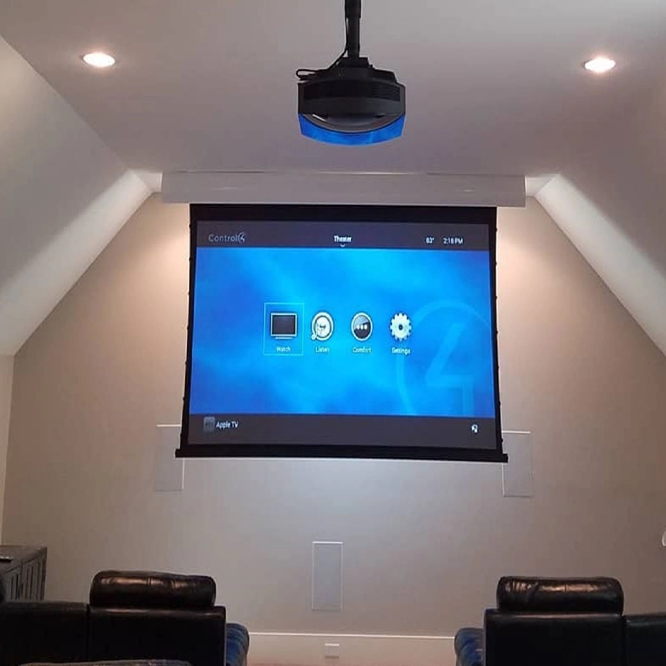 Ceiling /Wall Mount Motorized Tab Tensioned Projection Screen/Electric Projector Screen