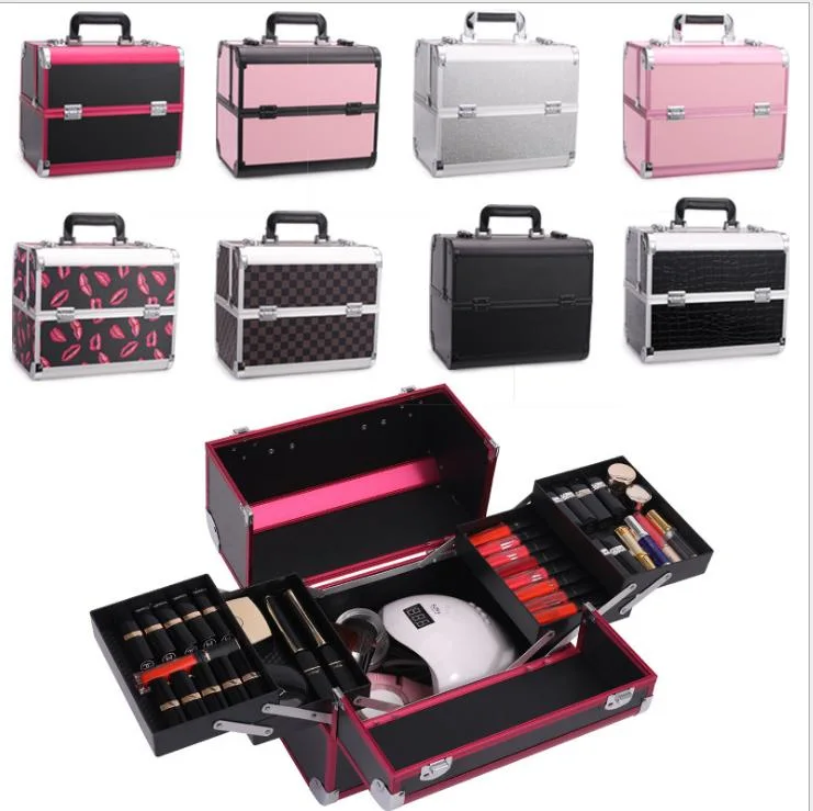 Manicure Case Portable Cosmetic Case Multi-Layer Tattoo Tool Case Aluminum
