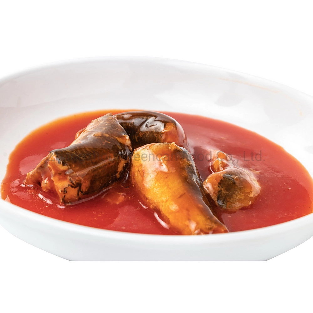 Seafood Manufacturing Oval Tin Fish Canned Mackerel in Tomato Sauce 425g