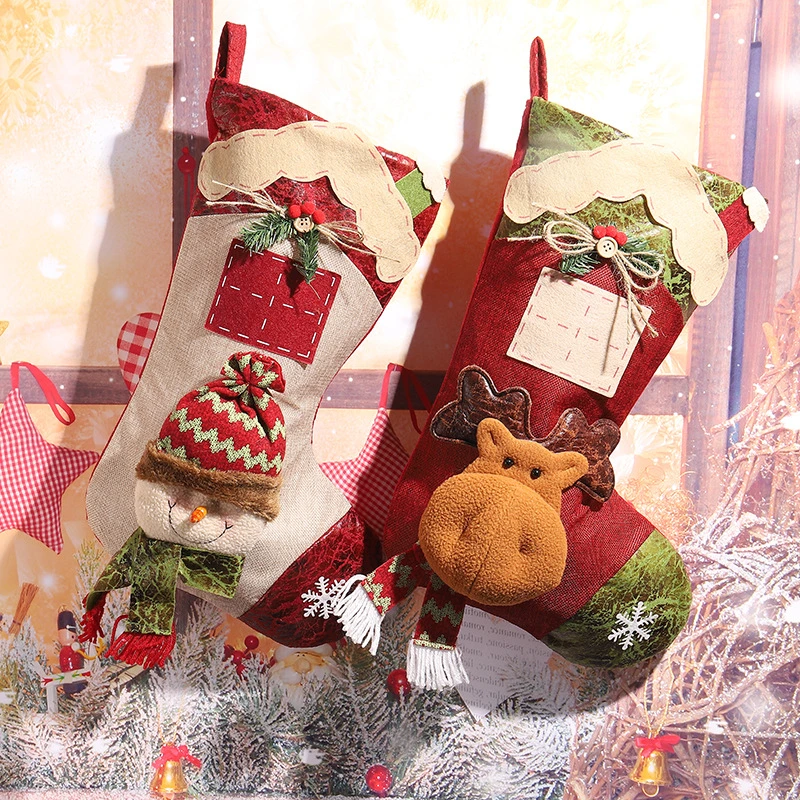 Calcetines de Navidad decoración de la bolsa de manzanas de caramelo adornos de inicio