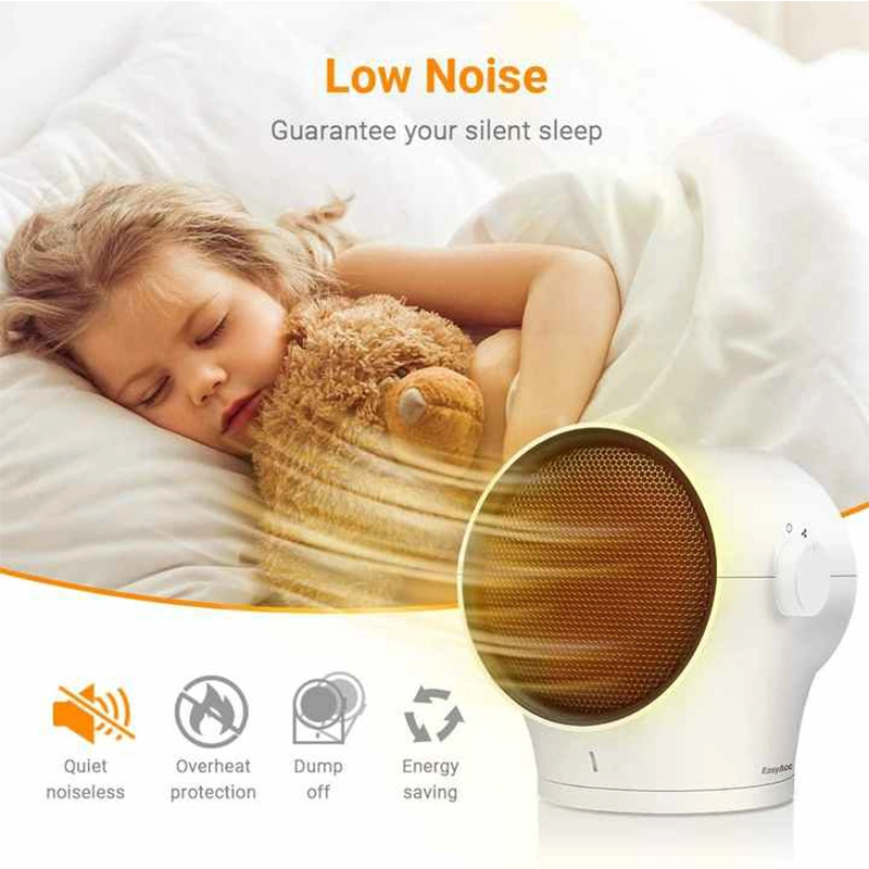 Wide Oscillating Ceramic PTC Personal Heater Wind Talk Portable Room Small Heater with Overheat and Tip-Over Protection