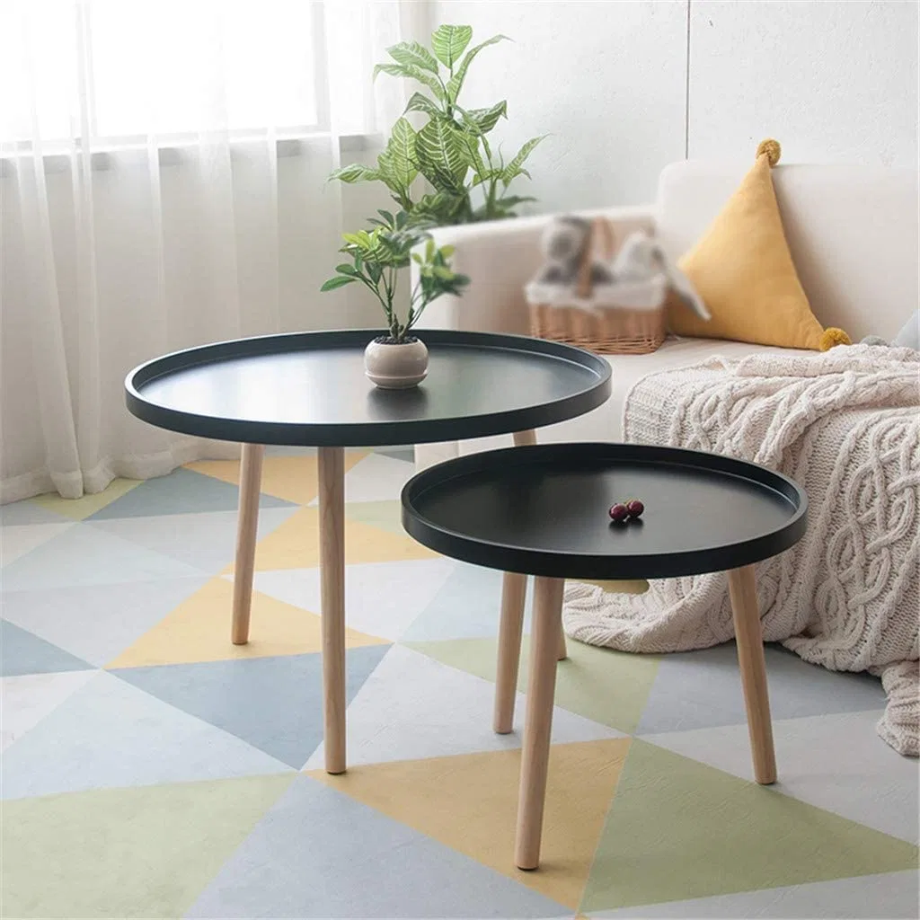 Ronda de pequena mesa de café para pequenos espaços de reuniões da Conferência Tabela Chá Praça de madeira mesas de café para a sala de estar