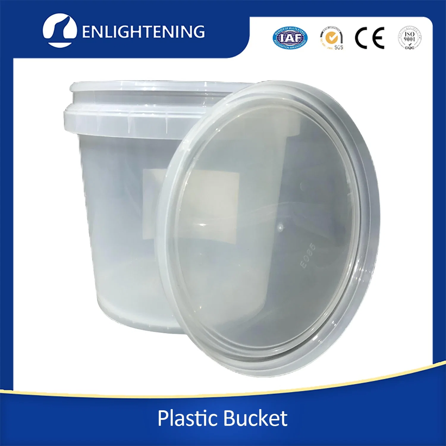 Food Grade Clear Plastic Packaging Barrel & Bucket with Lid & Handle