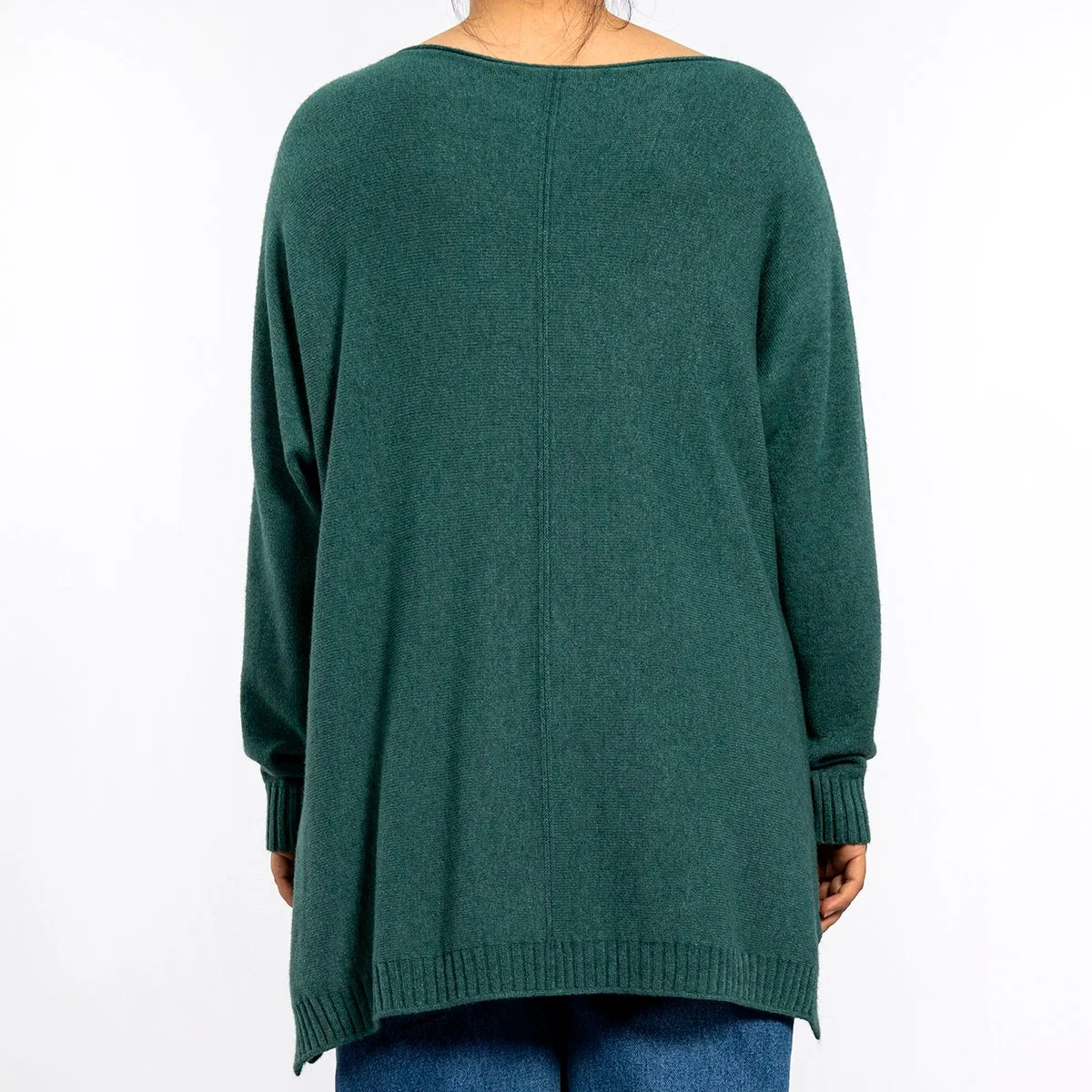 Autumn Knitting Round Collar Pocket Long Sleeve Pullover Green Long Sweaters for Women