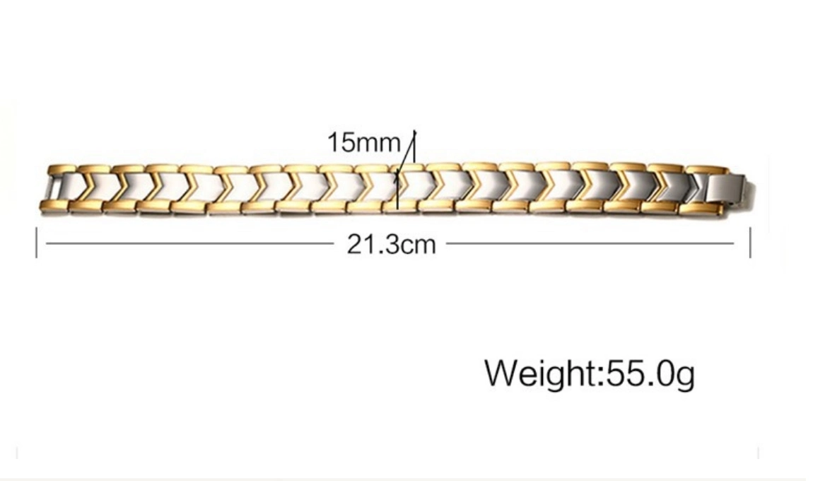 Титан сталь Gold Двухрядным магнит браслет из нержавеющей стали мужчины' S браслет аксессуары отправить друзьям