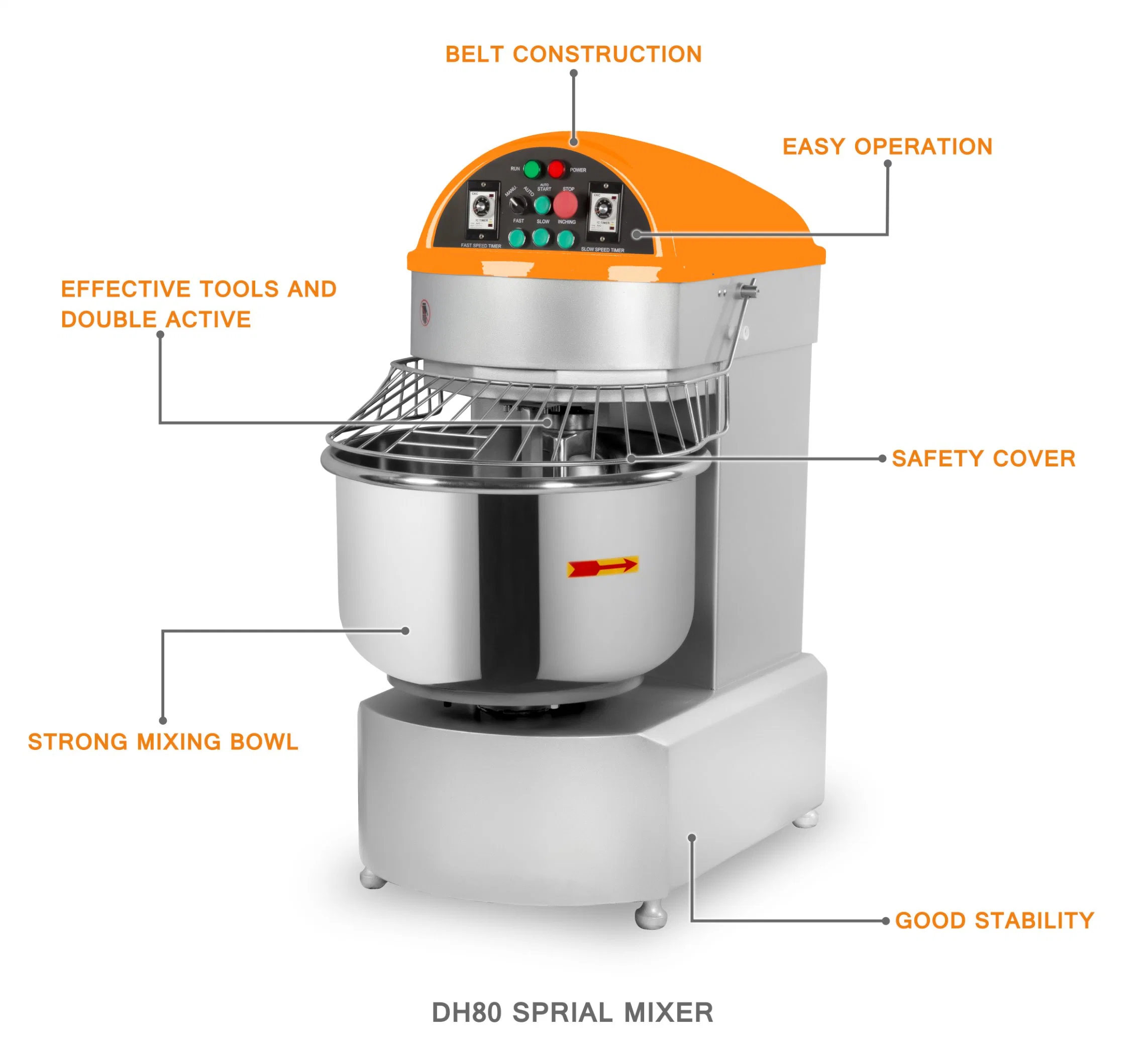 1 cozinheiro chefe dourado bolo de massa Spiral Mixer comercial Pizza pão Mixer Equipamento de cozinha em aço inoxidável