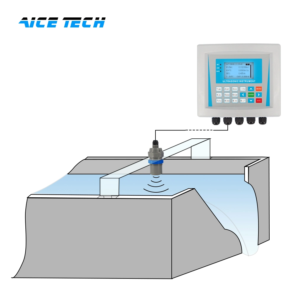 AICE Tech Open Channel 66ft Messbereich Ultraschall-Durchflussmesser