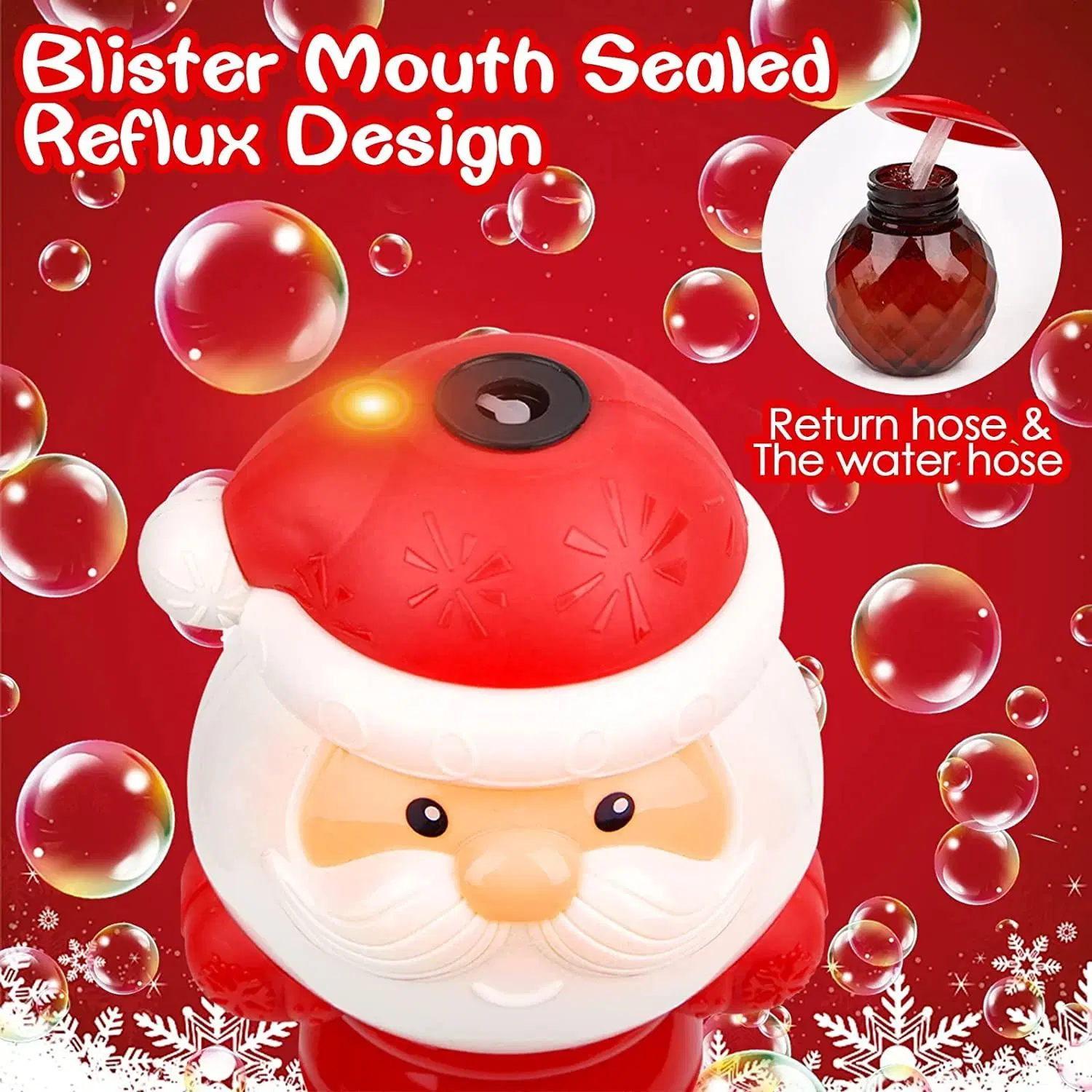 Santa Claus Musical &amp; Light up Bubble Machine automático al aire libre Fabricante Blower Toys Navidad Bubble Wands para niños