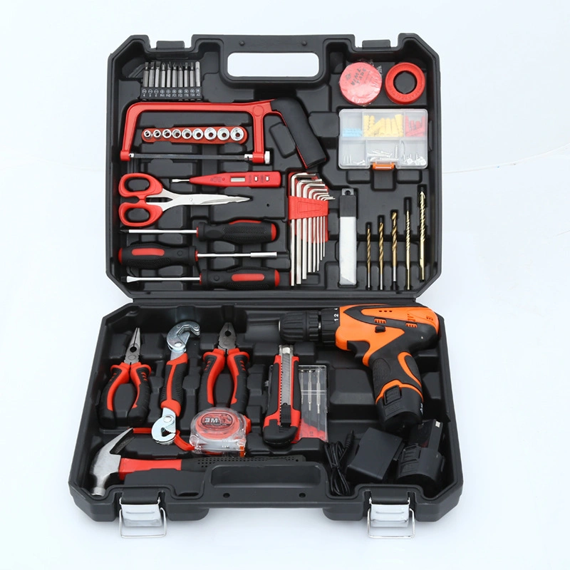 125PCS Household Hardware Tool Set Electrician Woodworking Repair Tool Wrench Sleeve Scissors Saw Hammer Pliers Screwdriver Lithium Electric Drill Tool Set
