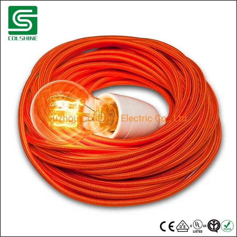 Round Vintage Fabric Braided Woven Flexible Electrical High quality/High cost performance  Lighting Wire Cord Cable