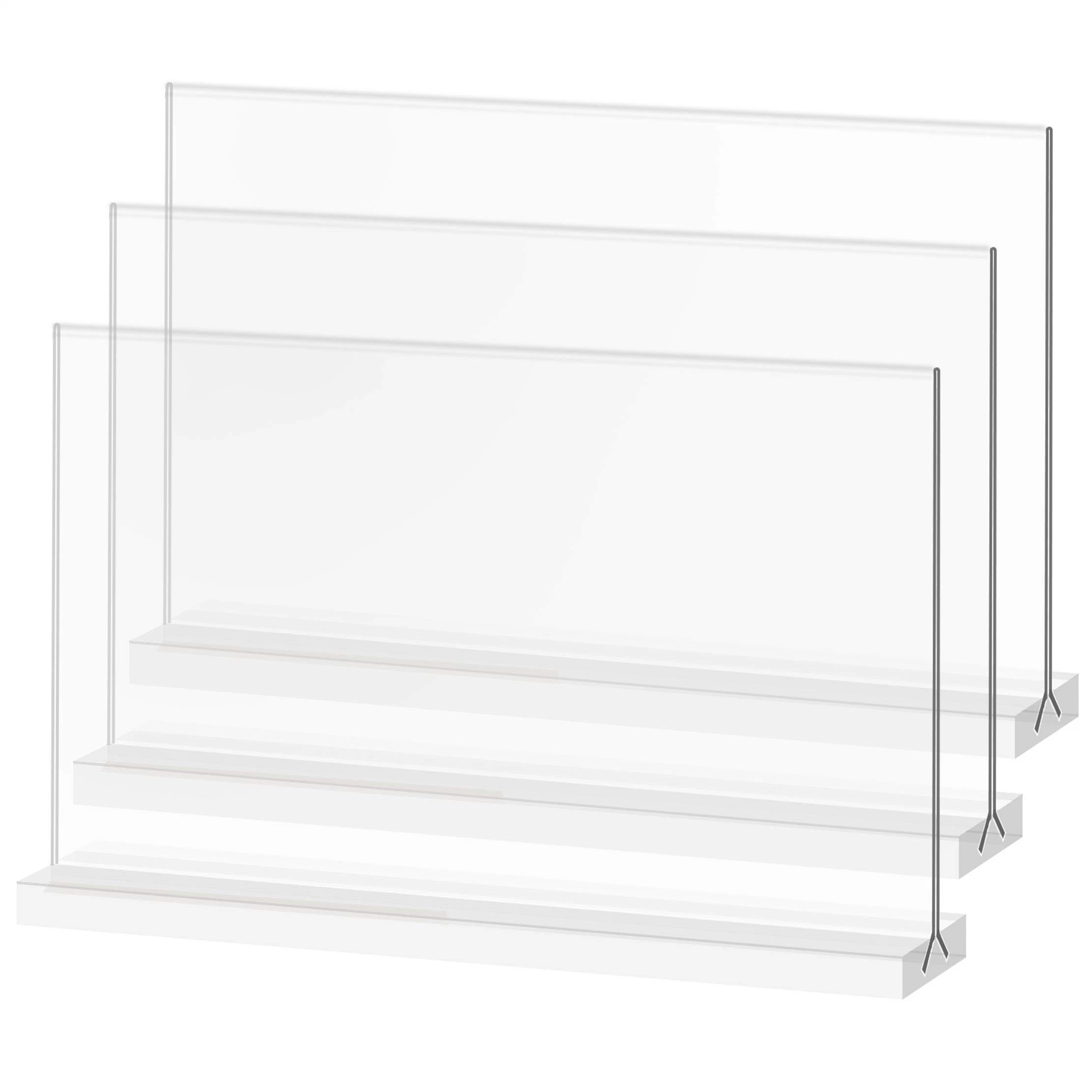 China Factory Acrylic A4 Acrylic Slant Back Sign Holder 3 Pack Vertical Double-Sided Display