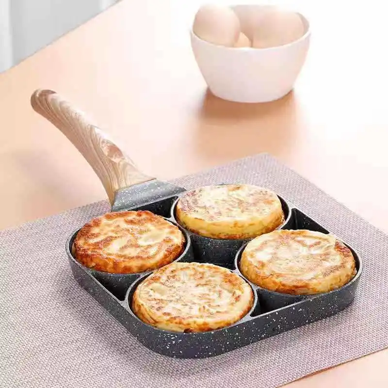 Four Hole Healthy Non-Stick Egg Frying Pan for Breakfast Pancake Omelette