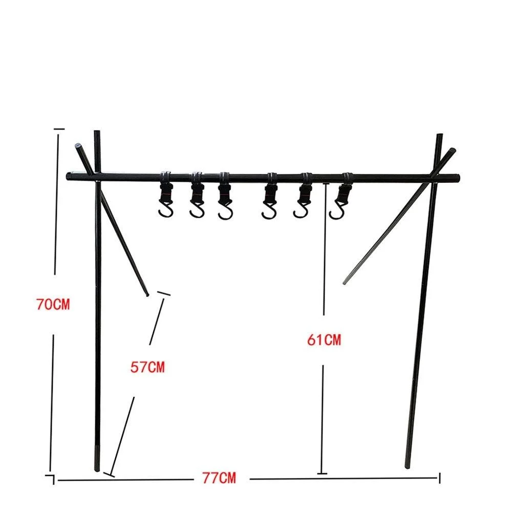 Estante plegable para colgar Rack portátil para almacenamiento en el campamento con ganchos para exteriores Estante triangular Wbb21874