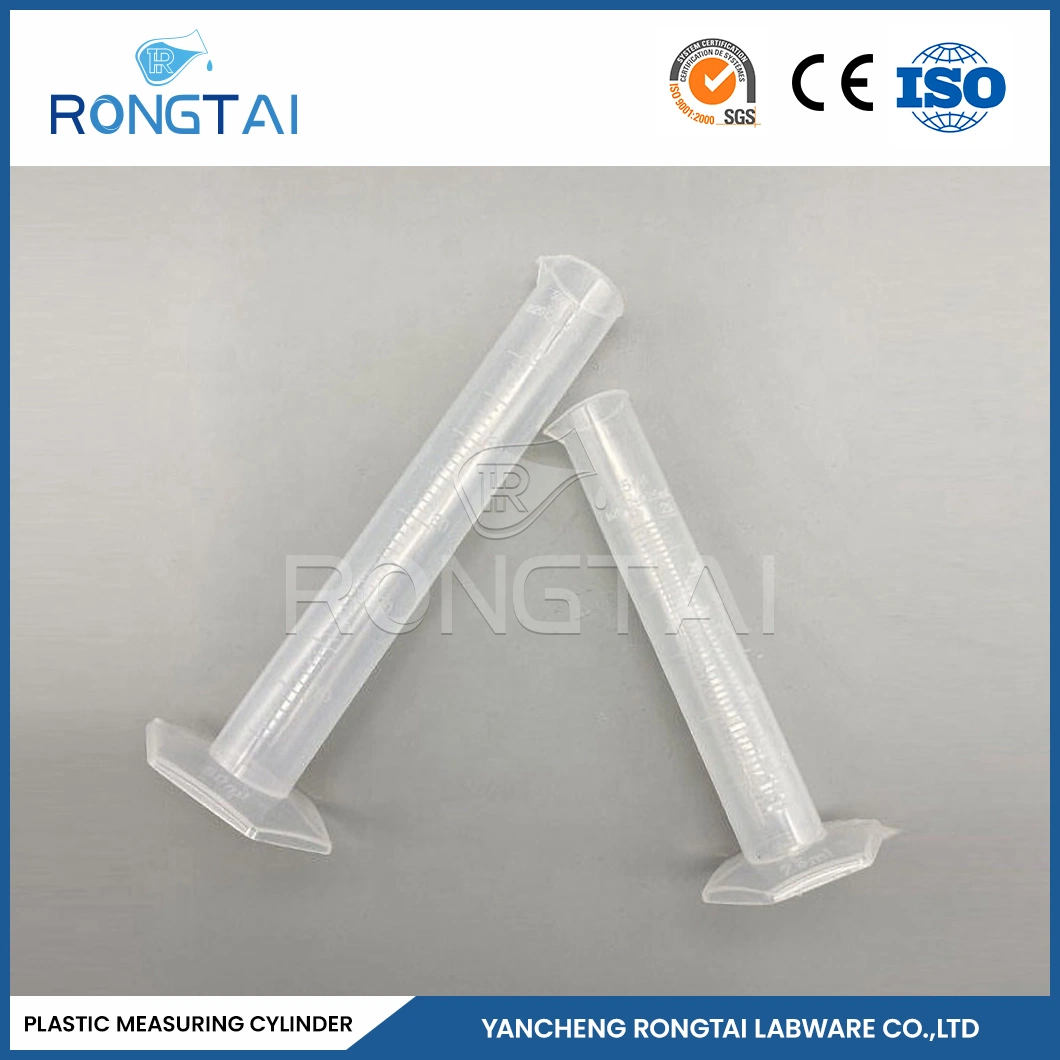 Laboratorio formal de Rongtai Fabricación de plasticware PP cilindro de medición vidrio 1000ml China 1000ml 2000ml cilindro graduado de plástico transparente