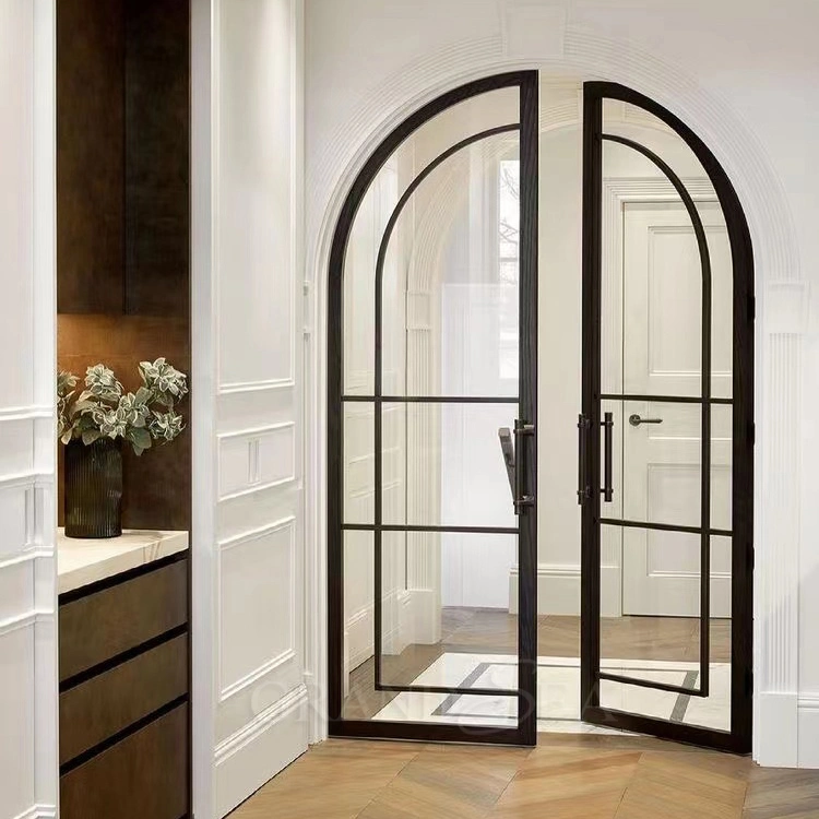 Modern Design Decorative Design Glass Wrought Iron Steel Metal Front French Doors and Windows Price New Me