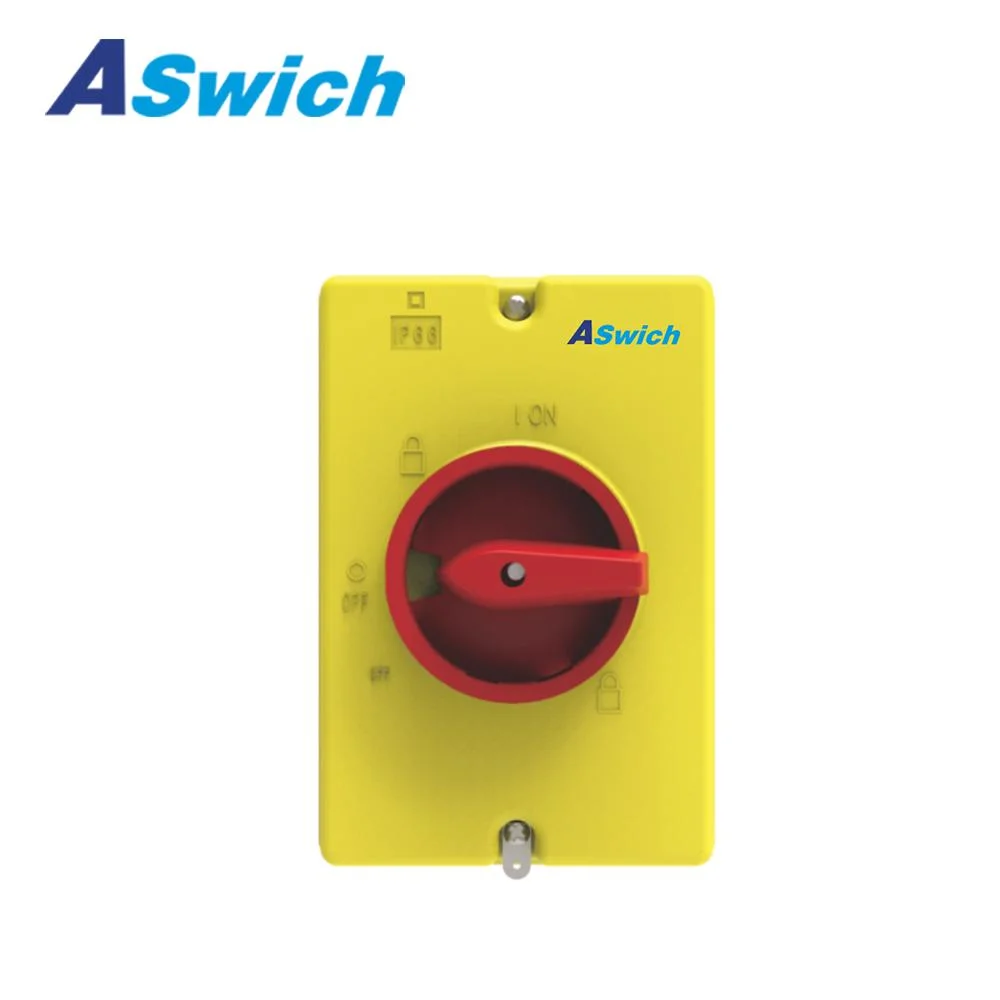 Aswich Electrical Power IP66 Amarillo Caja Roja Rotaria aislante impermeable Desconecte el interruptor