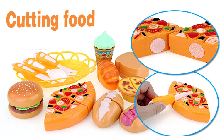 Kitchen Cutting Toys Pizza Hamburger Bread Fast Food Pretend Play Plastic Miniature Food Girls Kids Education Toy Gift