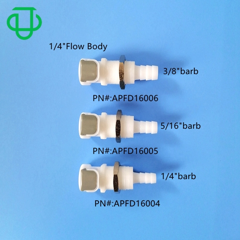 Apmd220 POM/EPDM 1/4" 5/16" 3/8" Hose Barb Valved Insert Plug Shut off Plastic Quick Disconnect Coupling