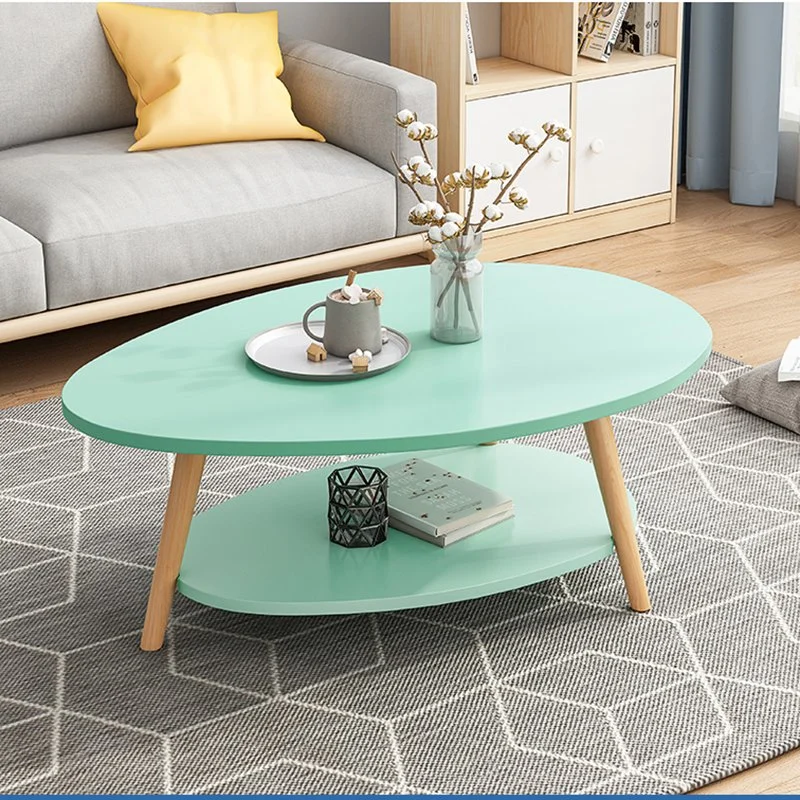 Simple Furniture Melamine Board Tea Table Side Desk Wooden White MDF Coffee Table with Wood Legs